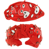GAME DAY HEART TOP KNOTTED HEADBAND