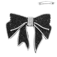 CRYSTAL DOUBLE BOW BARRETTE HAIR CLIP