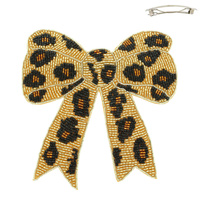 LEOPARD PRINT BOW BARRETTE HAIR CLIP