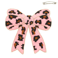 LEOPARD PRINT BOW BARRETTE HAIR CLIP