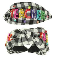 TEACHER WORD TOP KNOTTED HEADBAND