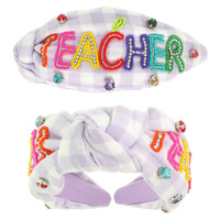TEACHER WORD TOP KNOTTED HEADBAND