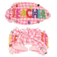 TEACHER WORD TOP KNOTTED HEADBAND