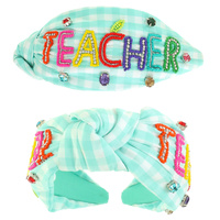 TEACHER WORD TOP KNOTTED HEADBAND