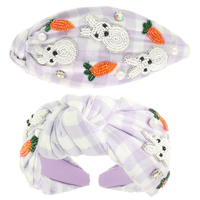 BUNNY CARROT BEADED TOP KNOT HEADBAND
