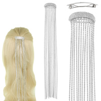RHINESTONE TASSEL CHAIN BARRETTE HAIR CLIP