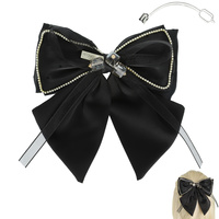 RHINESTONE SATIN BOW BARRETTE HAIR CLIP