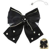 VALENTINE DAY HEART GEMSTONE BOW BARRETTE CLIP