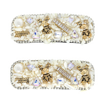 2-PACK MATCHING BUNNY JEWELED SNAP HAIR CLIP SET
