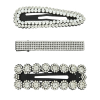 3-PACK ASSORTED RHINESTONE & PEARL HAIR CLIP SET