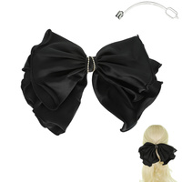 RHINESTONE ACCENTED SATIN BOW BARRETTE HAIR CLIP