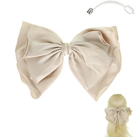 RHINESTONE ACCENTED SATIN BOW BARRETTE HAIR CLIP