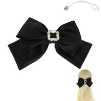 BROOCH ACCENTED FABRIC BOW BARRETTE HAIR CLIP