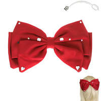 VALENTINE DAY HEART GEMSTONE BOW BARRETTE CLIP