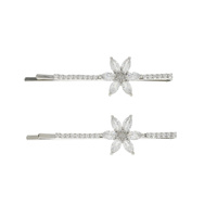 2-PACK MATCHING  FLORAL GEMSTONE BOBBY PIN SET