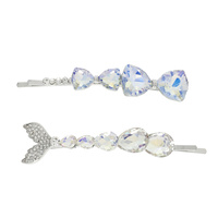 2-PACK MERMAID BOW GEMSTONE BOBBY PIN SET