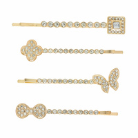 4-PACK ASSORTED JEWELED BOBBY HAIR PIN SET