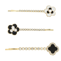 3-PACK ASSORTED RHINESTONE ENAMEL BOBBY PIN SET