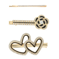 3-PACK ASSORTED RHINESTONE ENAMEL BOBBY PIN SET