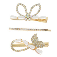 3-PACK SEA LIFE RHINESTONE PEARL BOBBY PIN SET