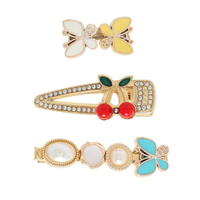 3-PACK ASSORTED GIRLY PEARL JEWELED HAIR CLIP SET