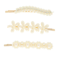 3-PACK ASSORTED FLORAL BRIDAL PEARL BOBBY PIN SET