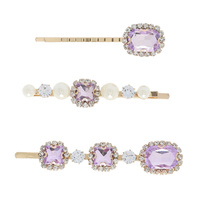 3-PACK ASSORTED GEMSTONE PEARL BOBBY PIN SET