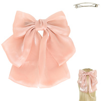 OVERSIZED TEXTILE SASH BOW BARRETTE HAIR CLIP