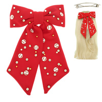 GANE DAY BASEBALL BOW BARRETTE HAIR CLIP