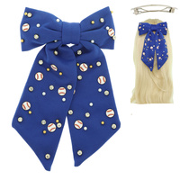 GANE DAY BASEBALL BOW BARRETTE HAIR CLIP