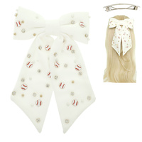 GANE DAY BASEBALL BOW BARRETTE HAIR CLIP