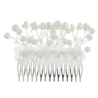 PASTEL COLORED 1-PIECE LARGE DOUBLE LAYER CRYSTAL AND PEARL FLORAL SIDE COMB
