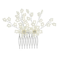 CRYSTAL AND PEARL FLORAL SIDE COMB