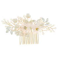 FLORAL TRANSLUCENT ACRYLIC AND CRYSTAL BRIDAL HAIR COMB