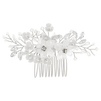 FLORAL TRANSLUCENT ACRYLIC AND CRYSTAL BRIDAL HAIR COMB