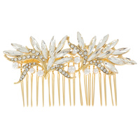 FLORAL/VINE-CRYSTAL AND SIMULATED PEARL  BRIDAL HAIR COMB