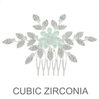 FLORAL SPRAY CZ HAIR COMB