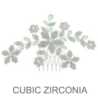 FLORAL SPRAY CZ HAIR COMB