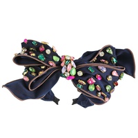 HOLIDAY GEMSTONE EMBELLISHED LARGE BOW HEADBAND