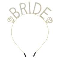 CRYSTAL RHINESTONE " BRIDE " WITH DIAMOND HEADBAND BRIDAL  WEDDING BACHELORETTE PARTY