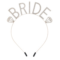 CRYSTAL RHINESTONE " BRIDE " WITH DIAMOND HEADBAND BRIDAL  WEDDING BACHELORETTE PARTY
