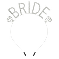 CRYSTAL RHINESTONE " BRIDE " WITH DIAMOND HEADBAND BRIDAL  WEDDING BACHELORETTE PARTY
