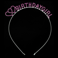 RHINESTONE DOUBLE HEART BIRTHDAY GIRL HEADBAND
