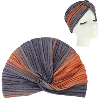 TWO TONE SHIMMERING GLITTER PRE TIED KNOT PLEATED TURBAN