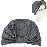 SHIMMERING SEQUIN PRE TIED KNOT PLEATED TURBAN