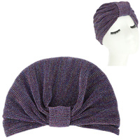 SHIMMERING GLITTER PRE TIED KNOT PLEATED TURBAN