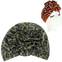 LEOPARD CHEETAH PRINT FLOWER KNOT HEADWRAP TURBAN