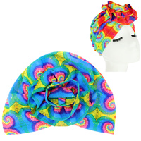 TIE DYE PRINT FLOWER KNOT HEADWRAP TURBAN