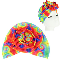 TIE DYE PRINT FLOWER KNOT HEADWRAP TURBAN