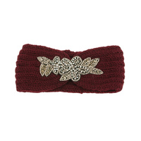 GEM BEADED CABLE KNIT FLOWER TURBAN